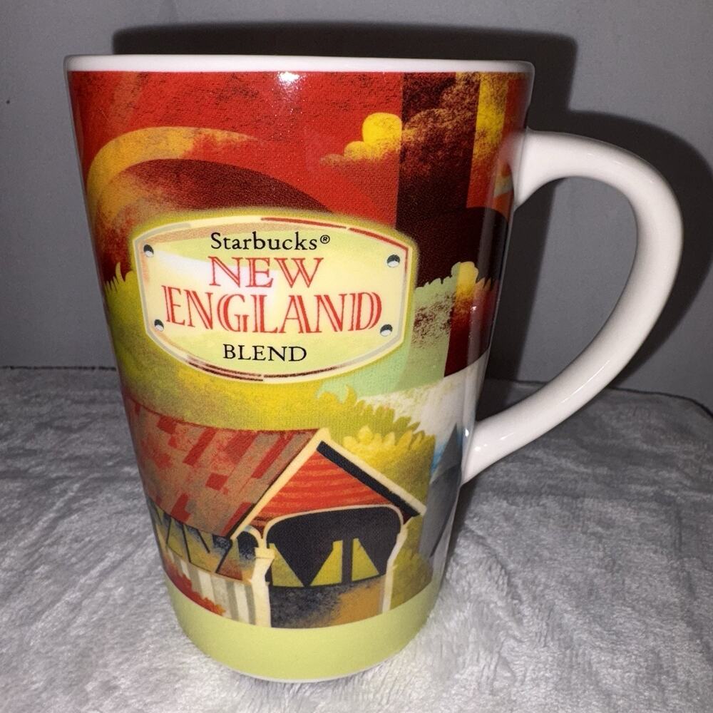 Starbucks Ceramic Coffee Mug Cup 2006 14 Oz New England Blend Covered Bridge